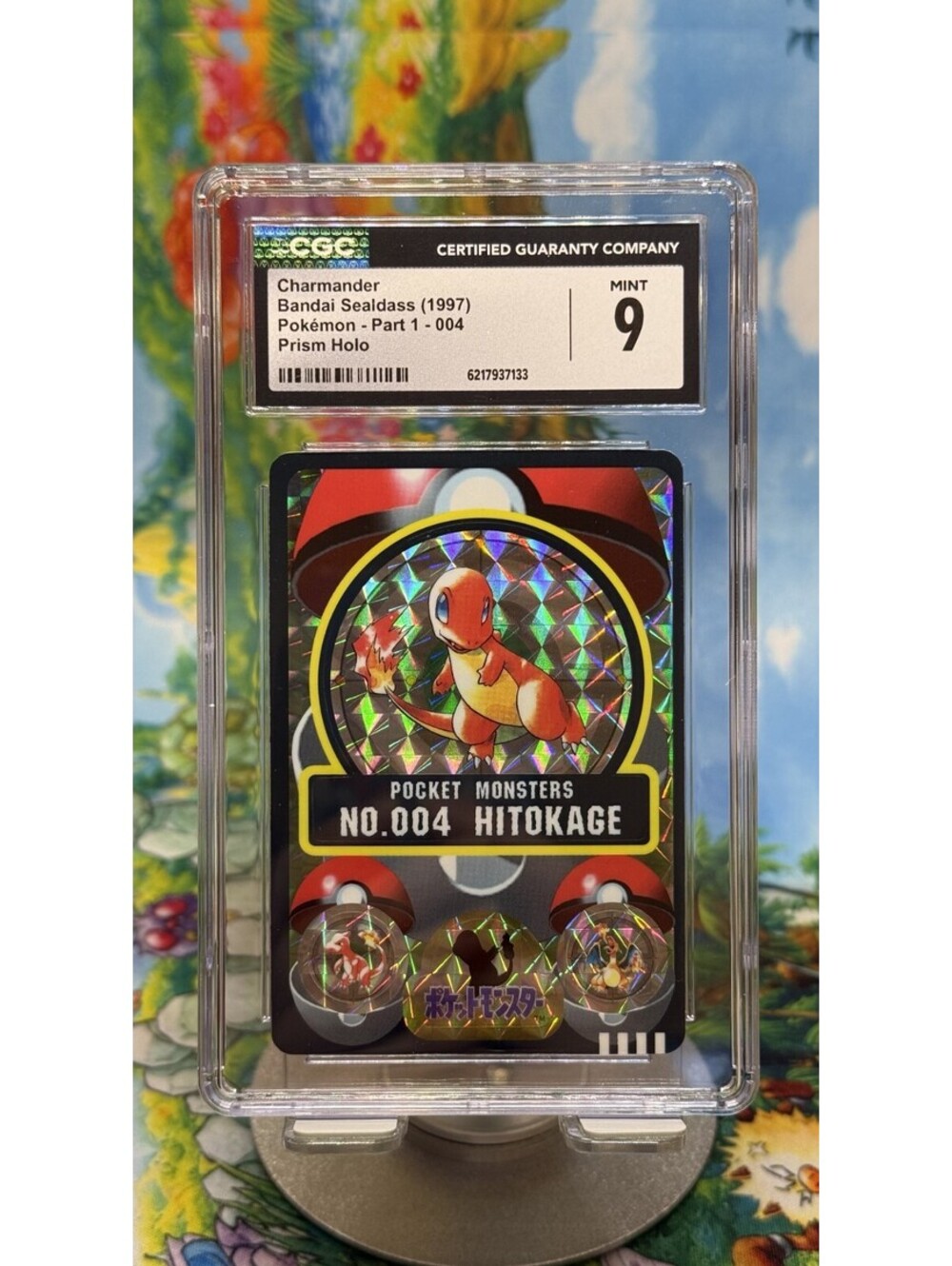 Charmander Bandai Sealdass No. 004 1997 Japanese Prism Holo POP4! CGC 9